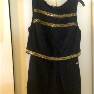 NWOT! Bebe Black and Gold Beaded Romper